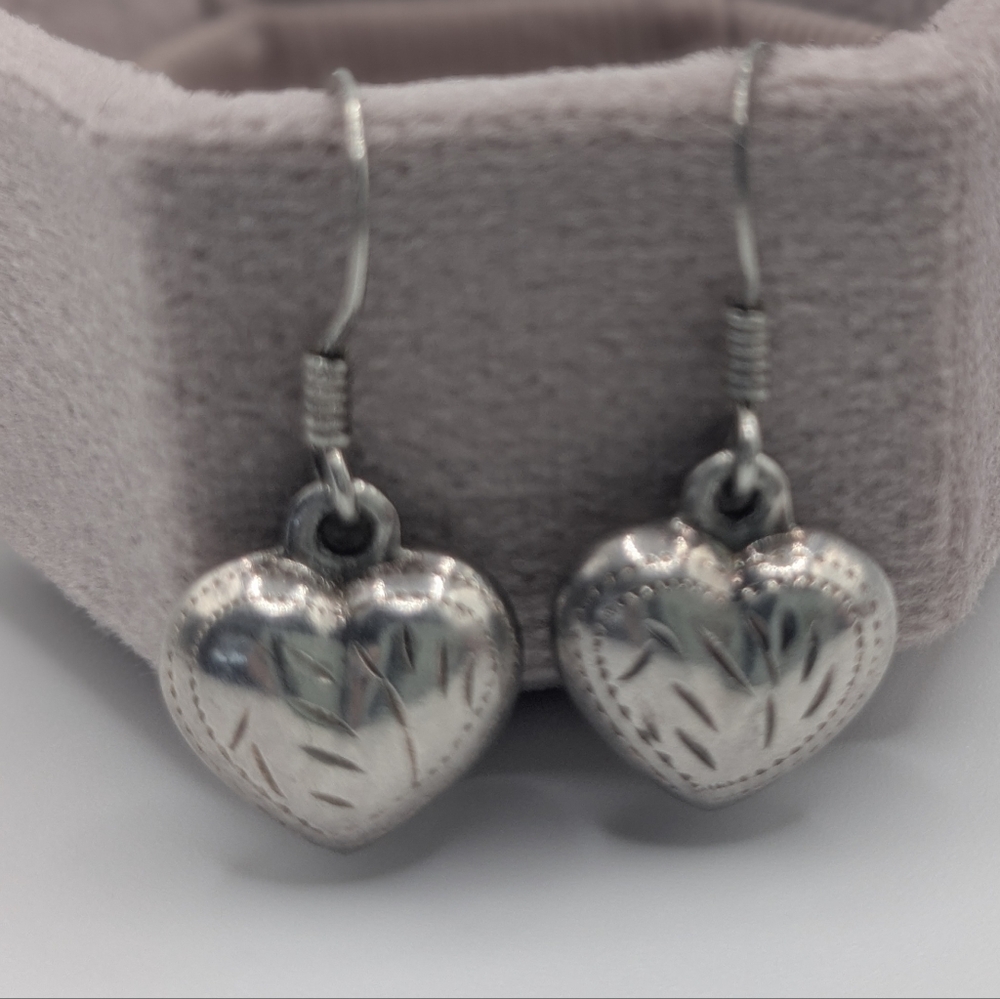 Sterling Silver Heart Dangle Earrings